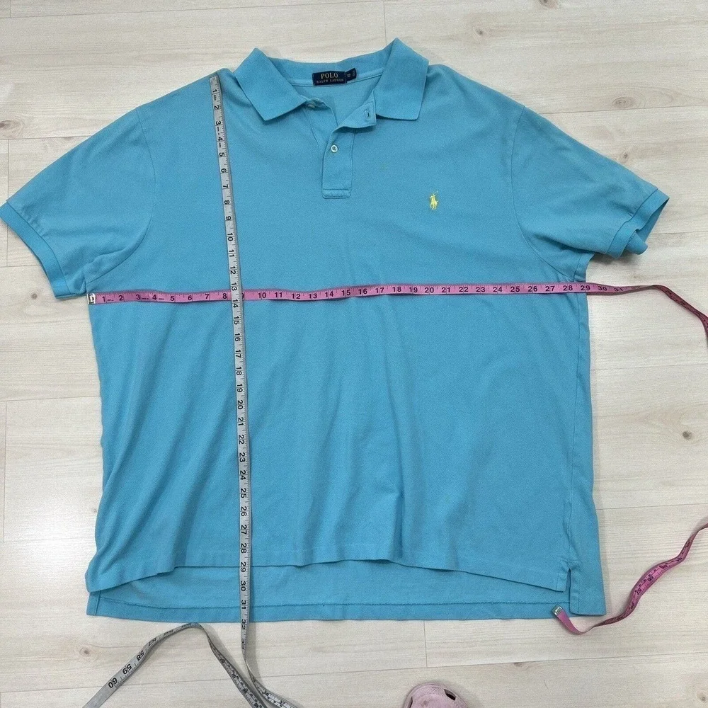 Polo Ralph Lauren Polo Shirt Men's 3XB Big Solid Blue Short Sleeve Cotton Logo